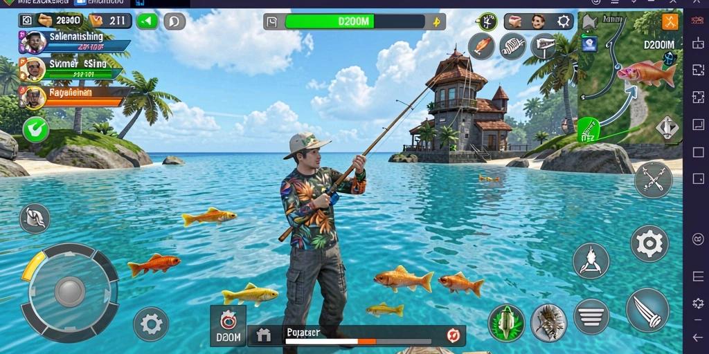 Screenshot gameplay D200M dengan aksi memancing seru.