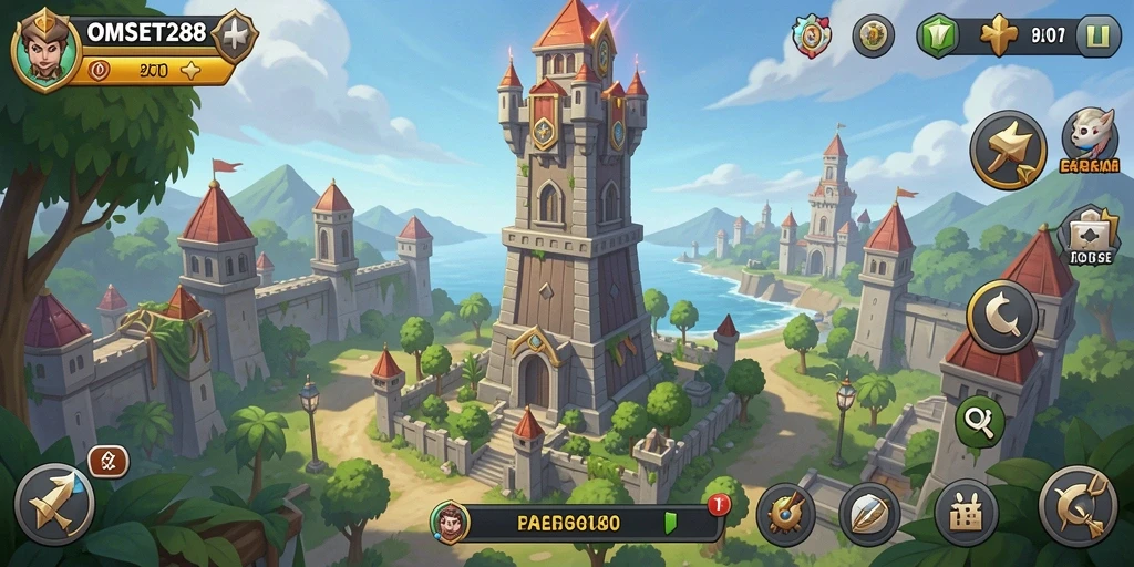 Tangkapan layar dari gameplay seru Tower Defense OMSET288.