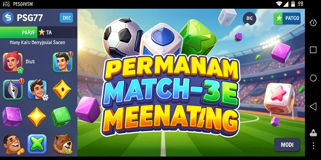 Tampilan gameplay seru dalam PSG77 dengan kombinasi objek warna-warni.