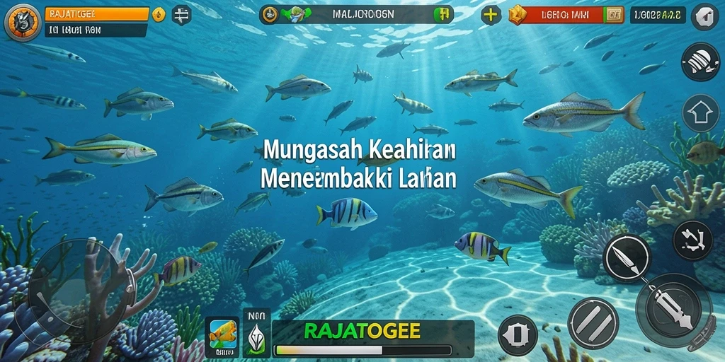 Tampilan gameplay RAJATOGEL dengan aksi menembak ikan yang penuh ketegangan.