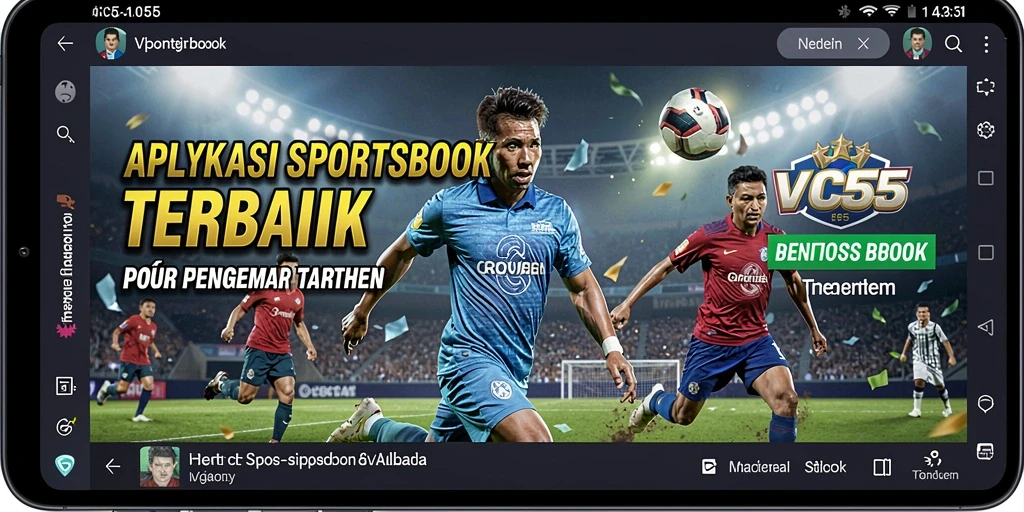 Screenshot utama VC55 menampilkan antarmuka taruhan olahraga yang menarik.