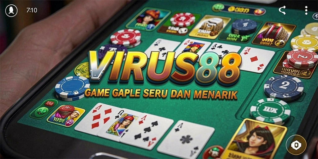 Tampilan gameplay seru dari game Gaple VIRUS88.